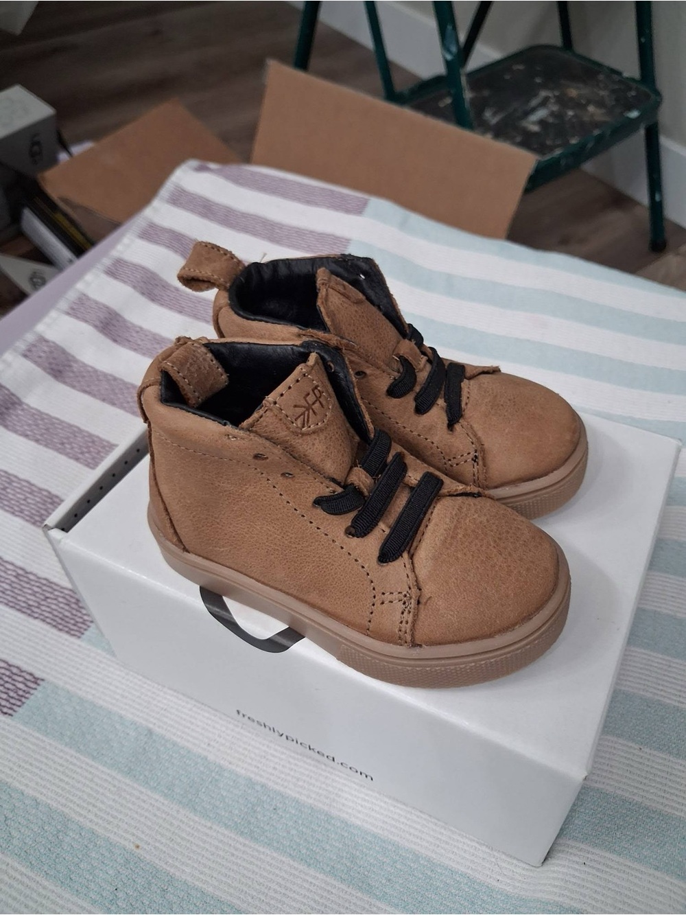 Freshly Picked Tan High-Top Sneakers with Black Laces
